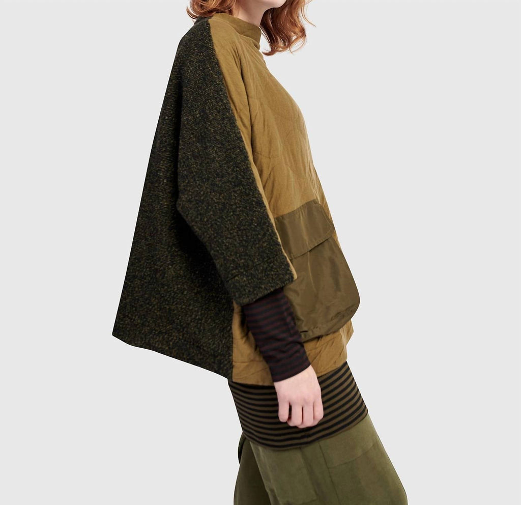 Urban Sah Quilted Pullover Sweater In Khaki