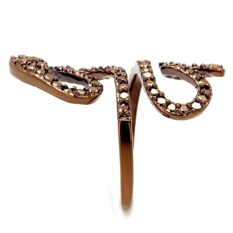 IP Coffee light Brass Ring with AAA Grade CZ in Light Coffee