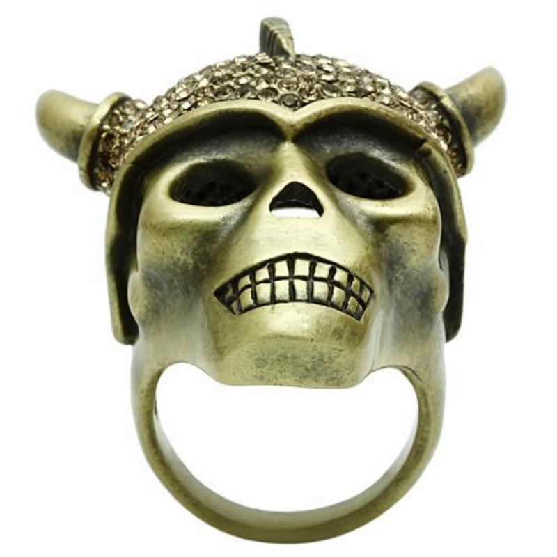 Antique Copper White Metal Ring with Top Grade Crystal in Citrine Yellow