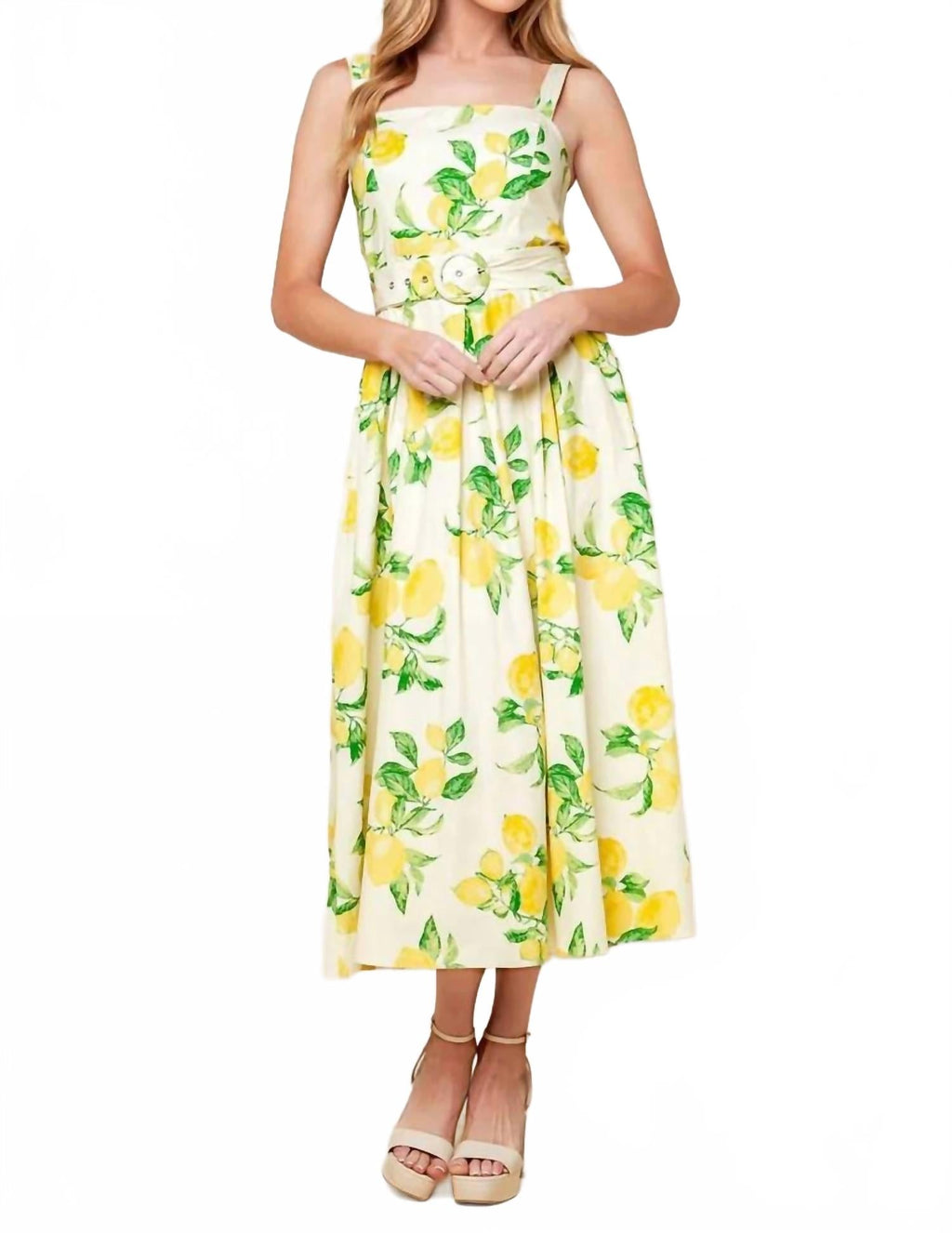 Woven Midi Dress In Ivory Print