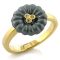Gold White Metal Ring with Top Grade Crystal in Blue Topaz