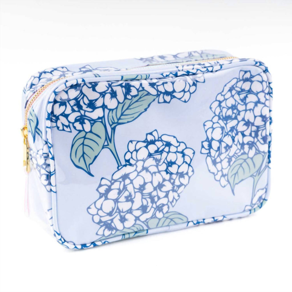 Women's Clear Coated Rectangular Cosmetic Case In Hydrangea Stem