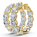 10Ct Diamond Hoops U Prong 1" Tall White or Yellow Gold
