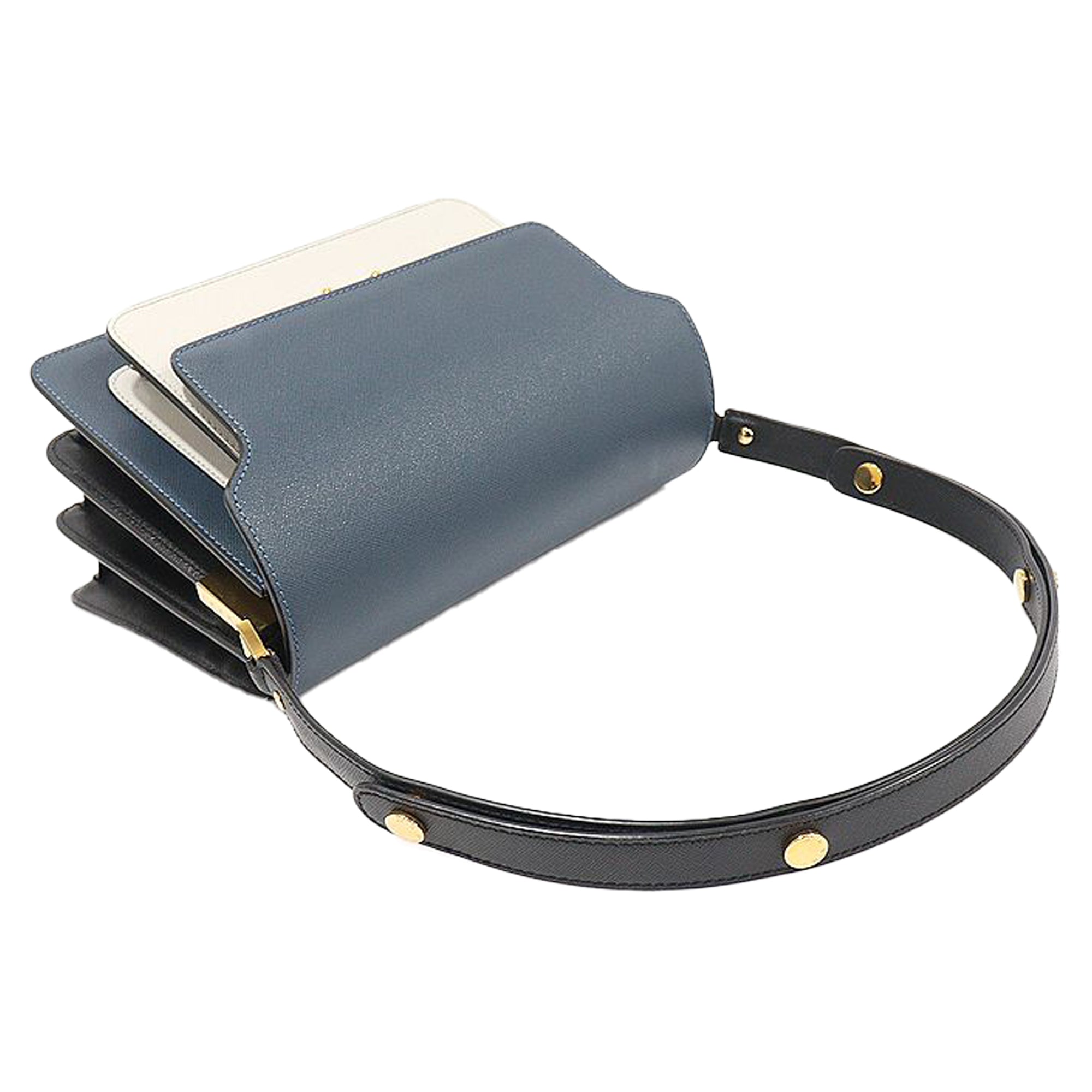 Multi Color Saffiano Gold Plated Trunk Medium Shoulder Bag