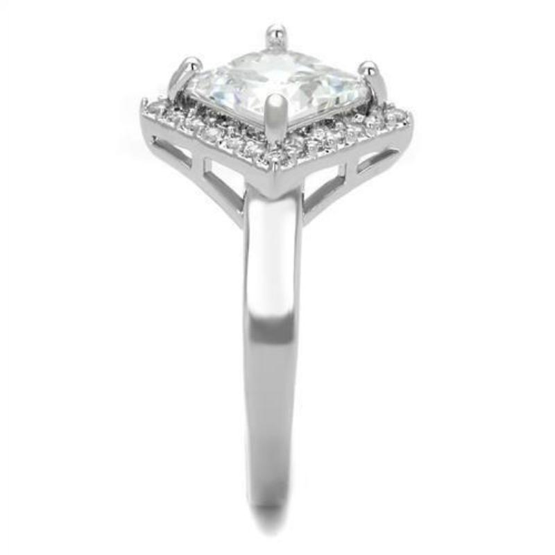 Rhodium Brass Ring with AAA Grade CZ in Clear