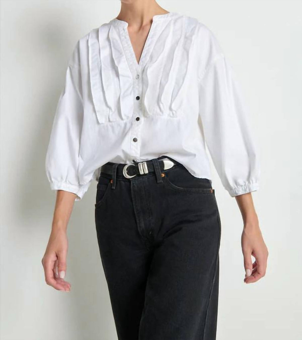 Amelia Ruffle Shirt In Porcelain