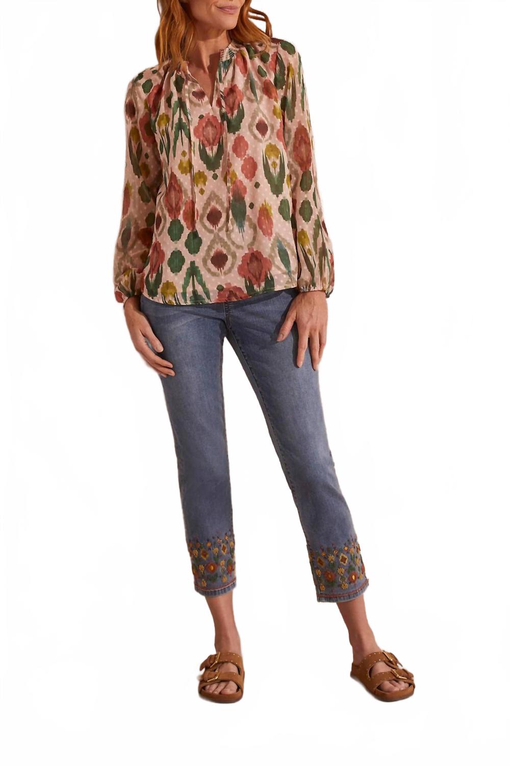 Print Poly Blouse In Vine