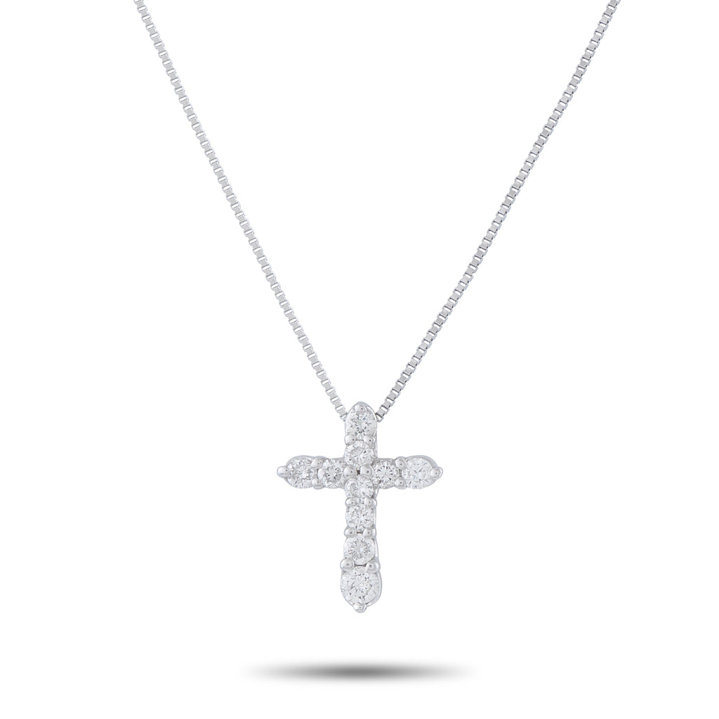 LB Exclusive Platinum 0.50ct Diamond Cross Pendant Necklace MF21-041426