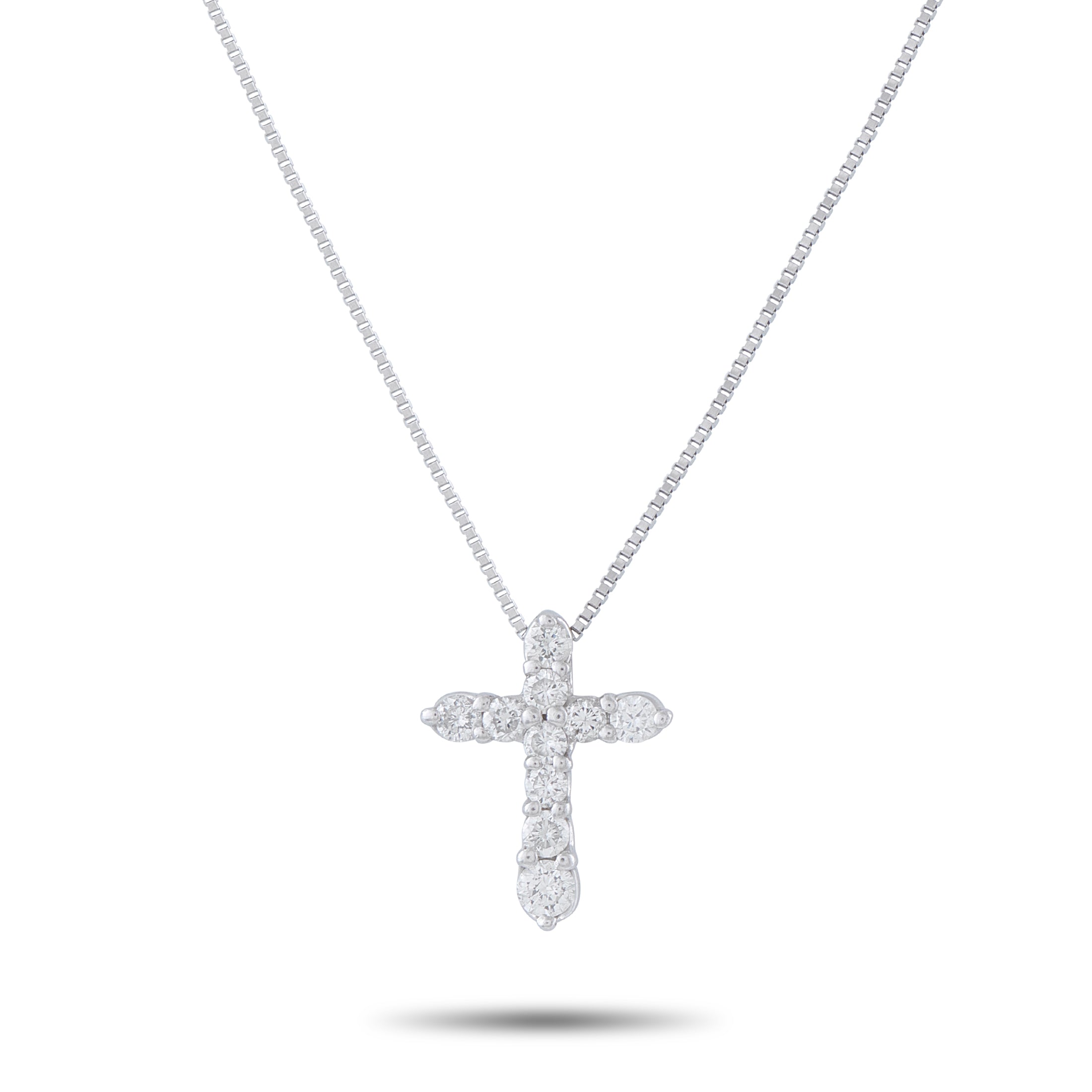 LB Exclusive Platinum 0.50ct Diamond Cross Pendant Necklace MF21-041426