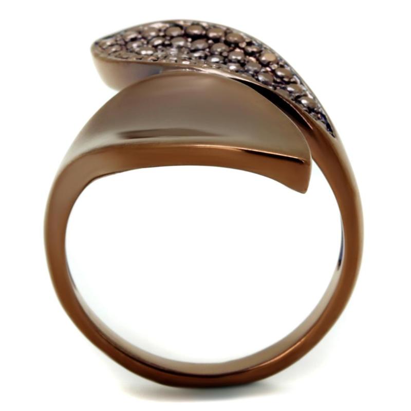 IP Coffee light Brass Ring with AAA Grade CZ in Light Coffee