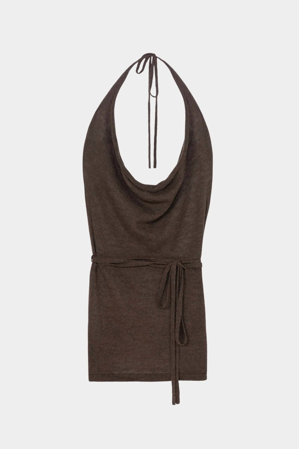 Merino Wool Tie Top In Brown