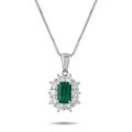 LB Exclusive Platinum 0.38ct Diamond and Emerald Pendant Necklace MF42-041326