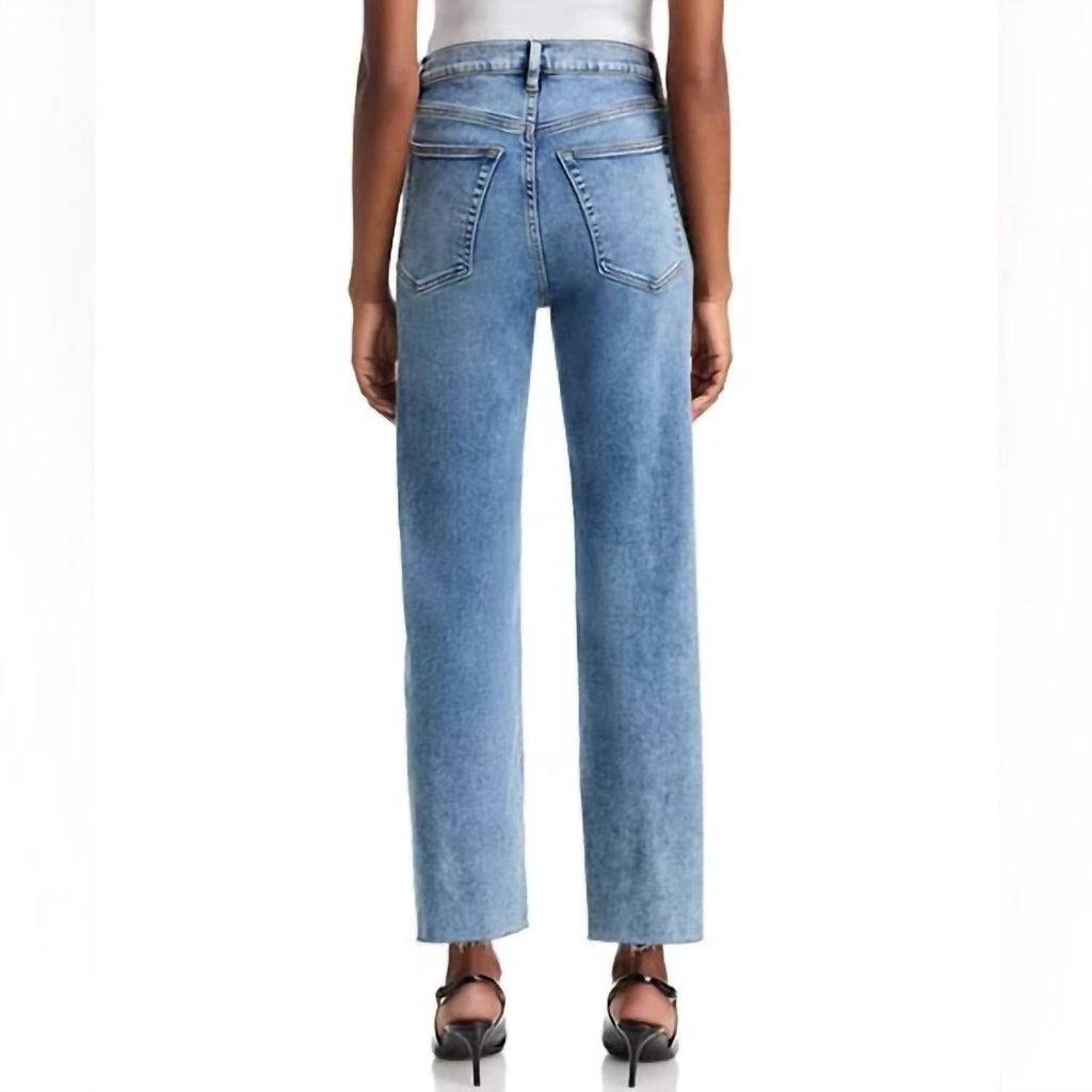 Le Sleek High Rise Straight Leg Jeans In Rowley Raw Fray