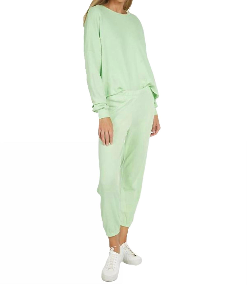 Travis Crop Pullover In Slime Green