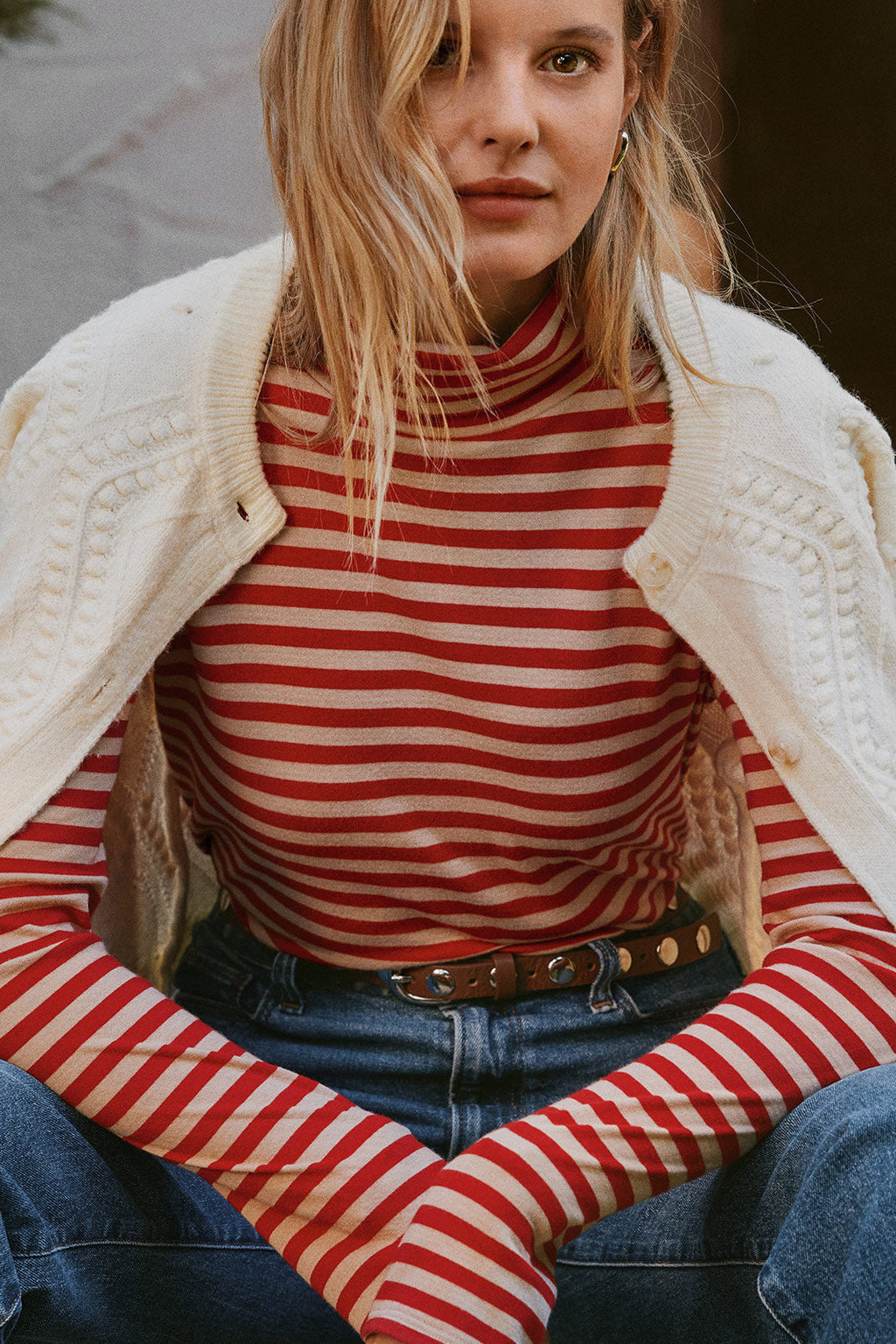 Women's Kitty Bobble Crew Cardigan