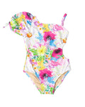 Shade Critters Watercolor Floral Puff Sleeve Swimsuit