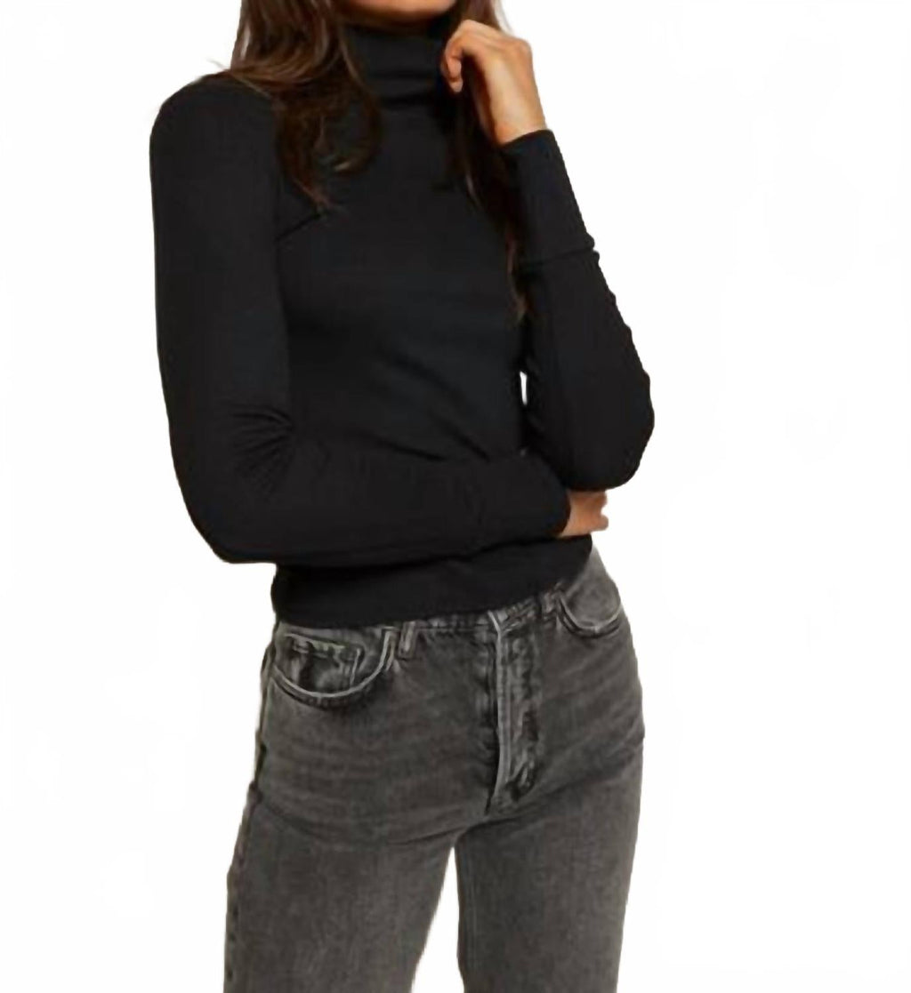 Hayden Luxe Rib Turtleneck Sweater In True Black
