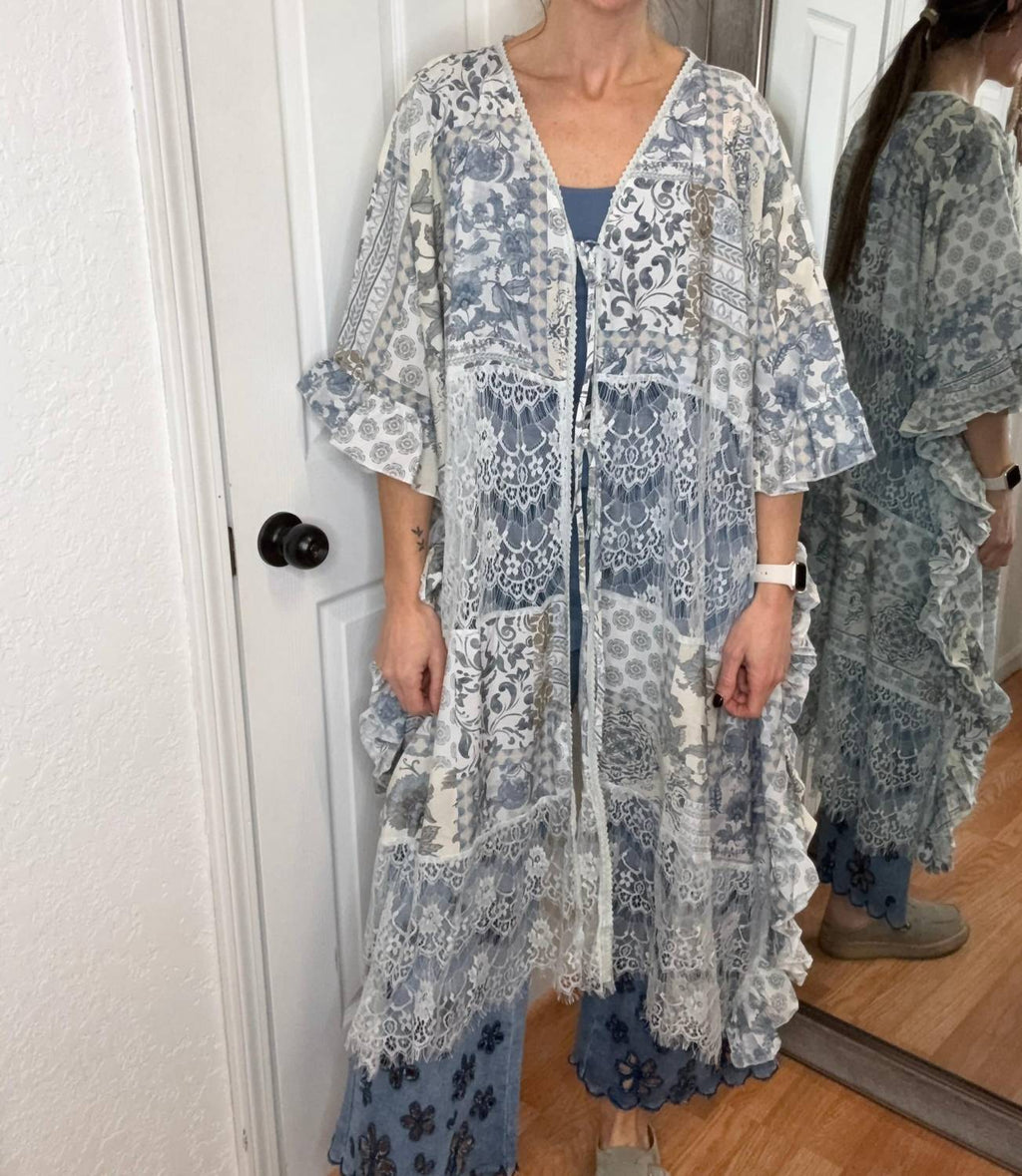 Charlene Boho Duster In Blue
