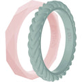 Women's Functional Silicone Wedding Ring In Stackable Eucalyptus And Blush