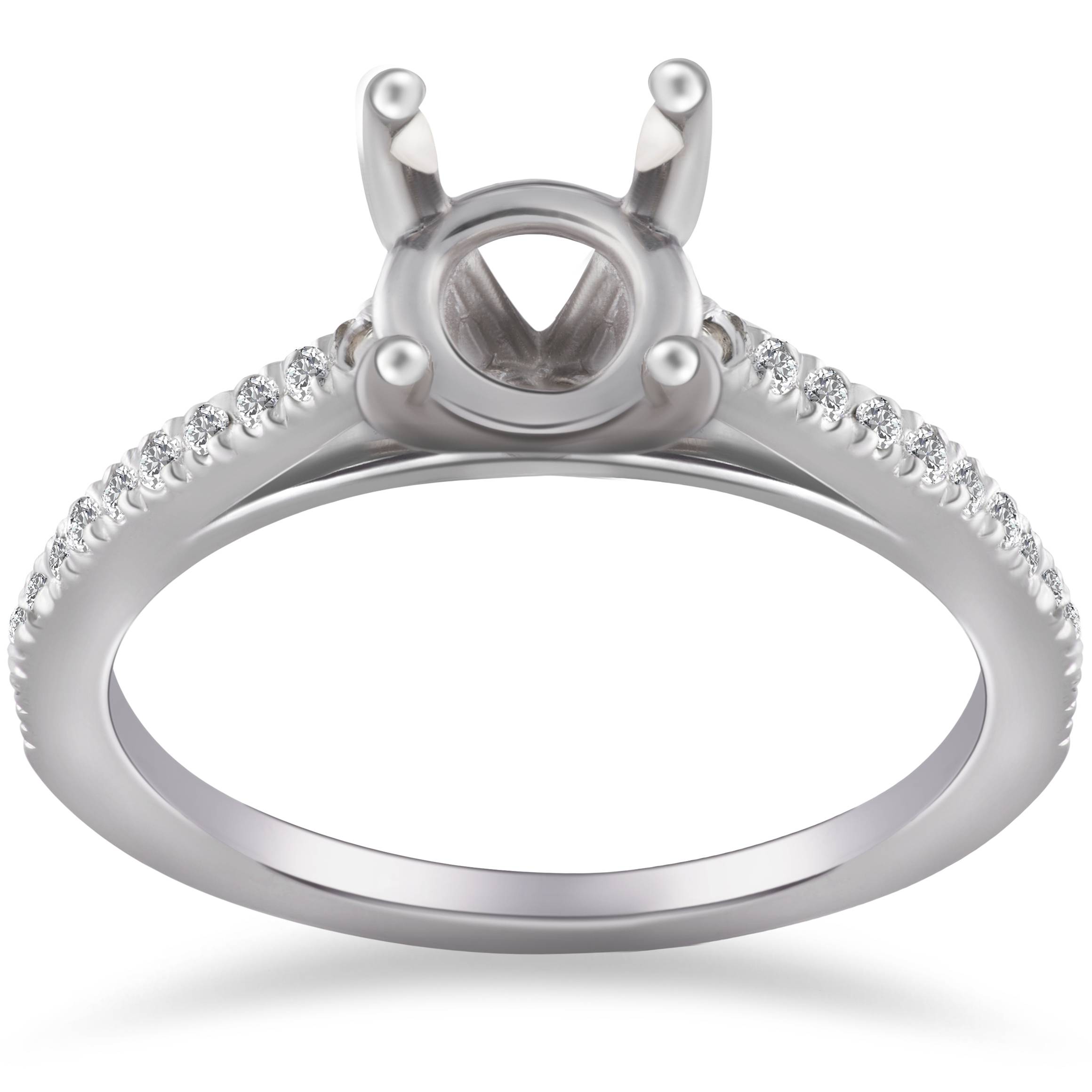 1/5ct Cathedral Pave Diamond Ring Mount 14K White Gold Size Selectable