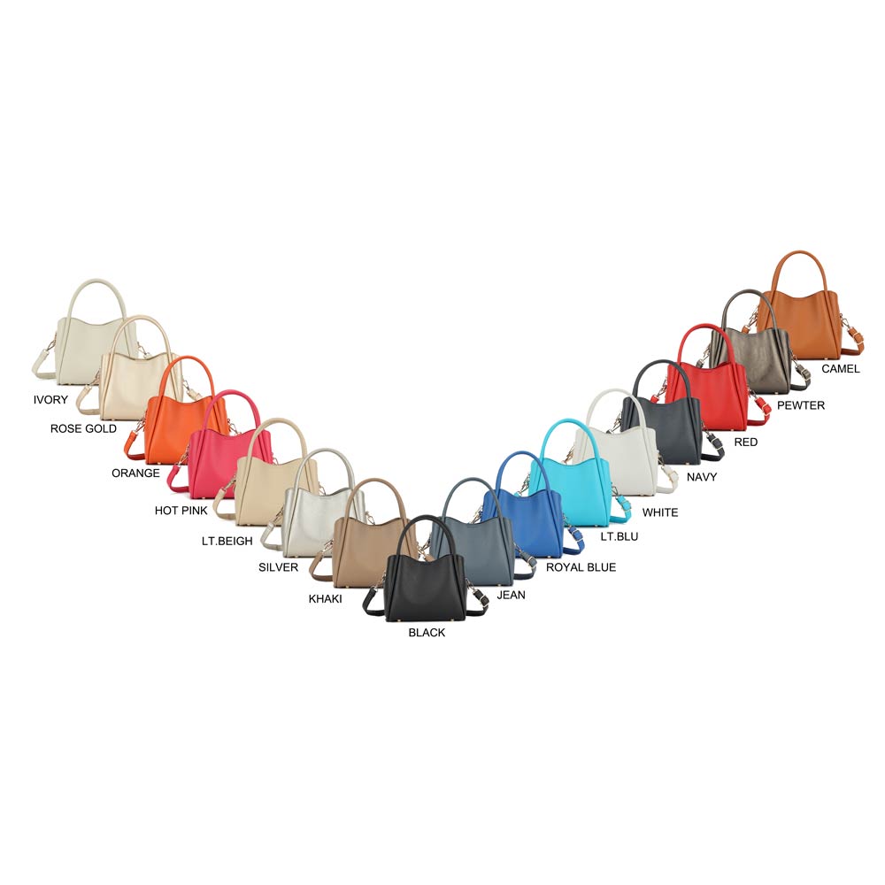 Faux Leather Structured Top Handle Crossbody Handbag