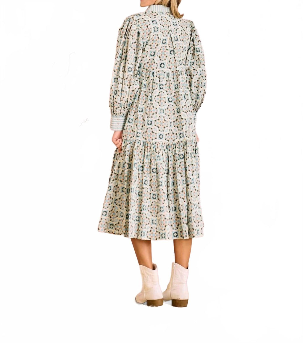 Laura Long Sleeve Dress In Green