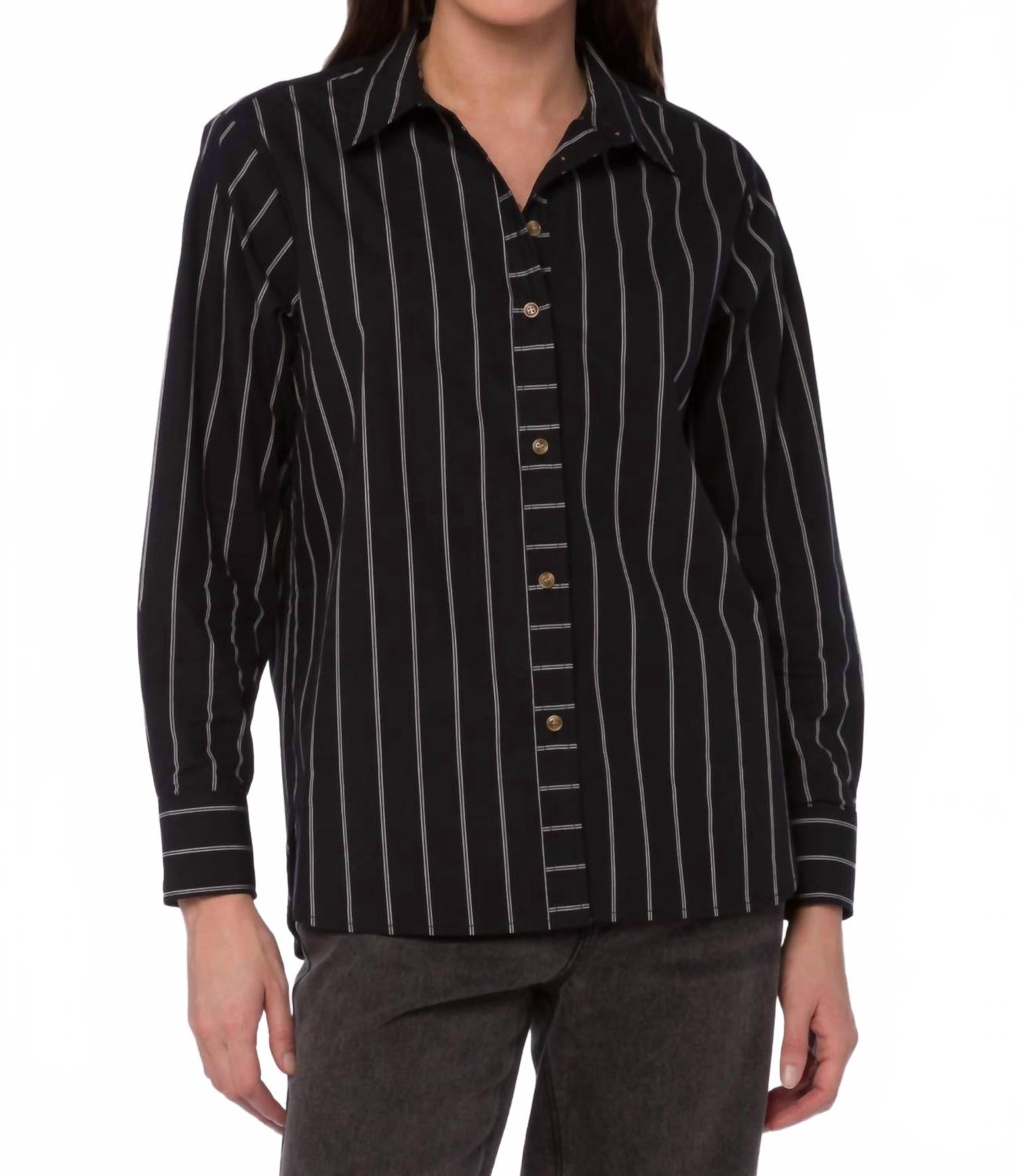 Jessa Stripe Shirt In Black