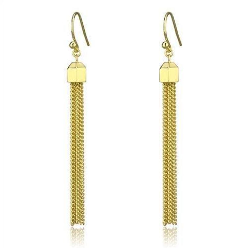 Gold Brass Earrings with Top Grade Crystal in Clear