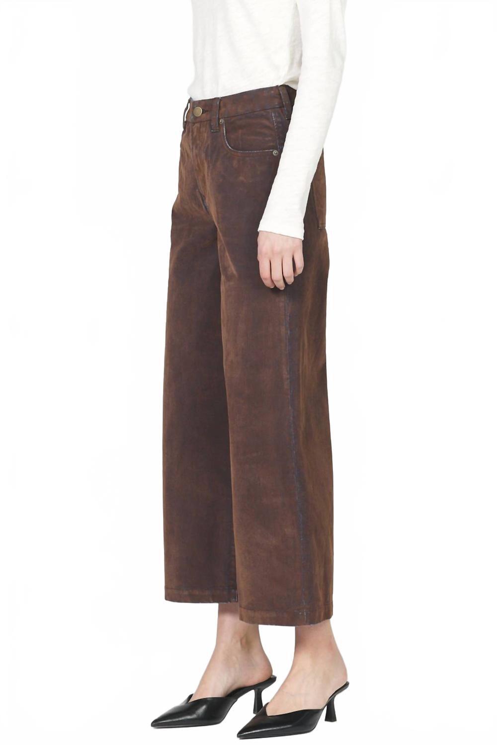 Audrey Wide Leg Ankle Pant In Bison