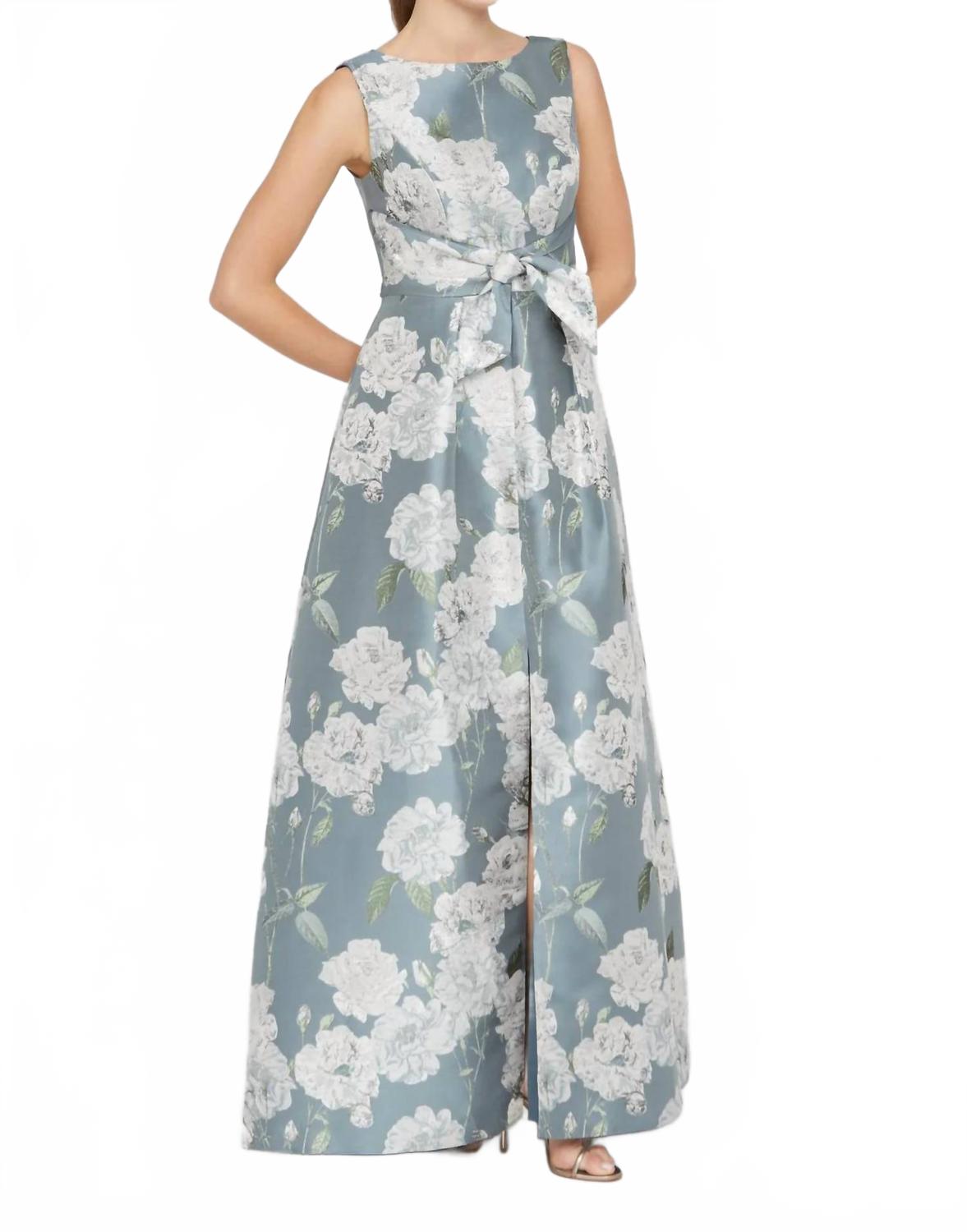 Lilianna Floral Gown In Slate
