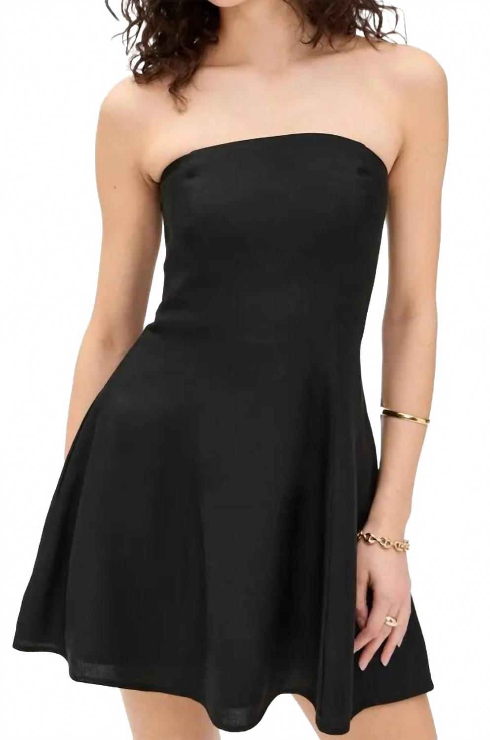 Linen Mini Dress In Black