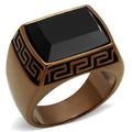 IP Coffee light Stainless Steel Ring with Synthetic Onyx in Jet