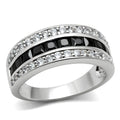 Rhodium Brass Ring with AAA Grade CZ in Jet