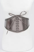 Faux Leather Eyelet Corset Elastic Belt