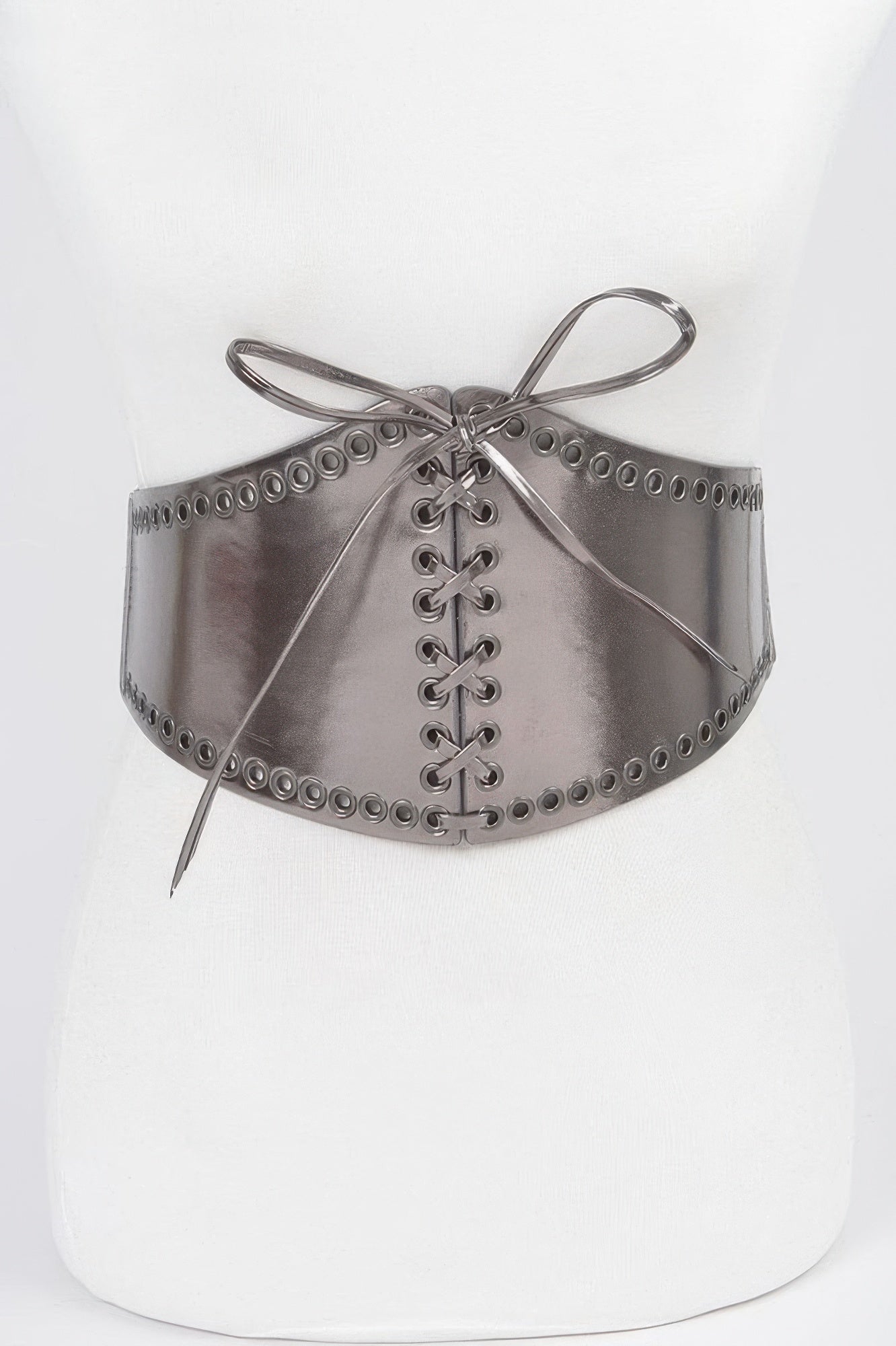 Faux Leather Eyelet Corset Elastic Belt