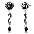 High polished (no plating) Stainless Steel Earrings with Top Grade Crystal in Jet