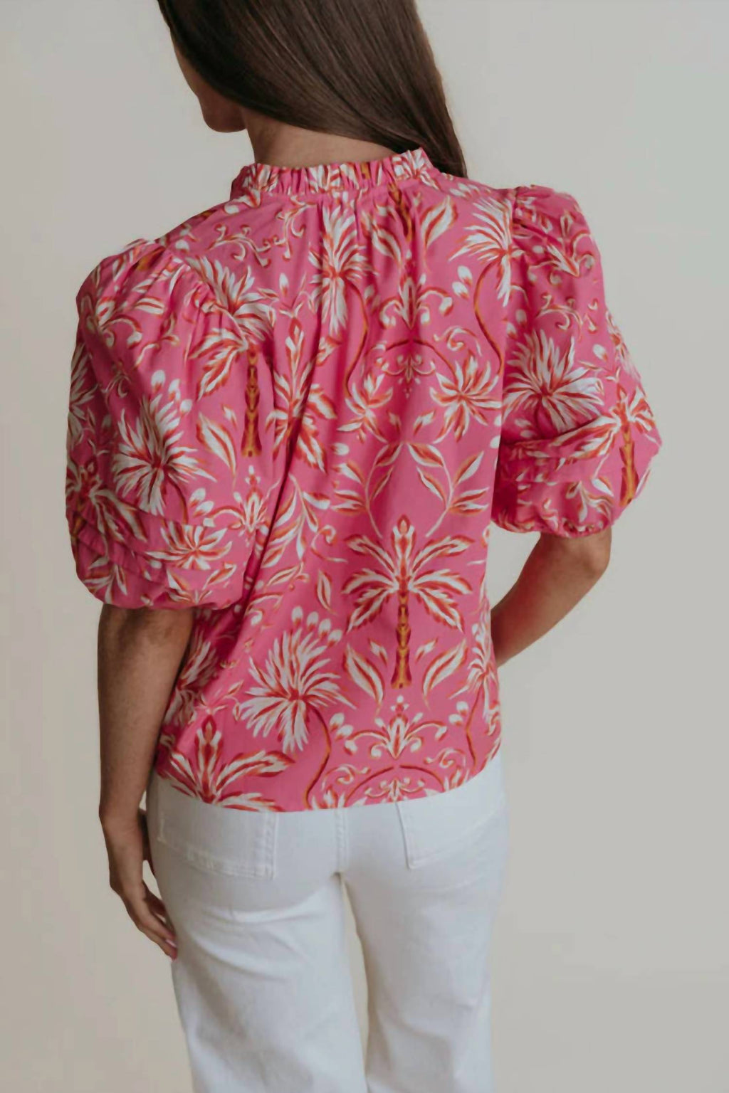 Alix Blouse In Pink Palm