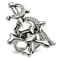 Ruthenium White Metal Ring with Top Grade Crystal in Clear
