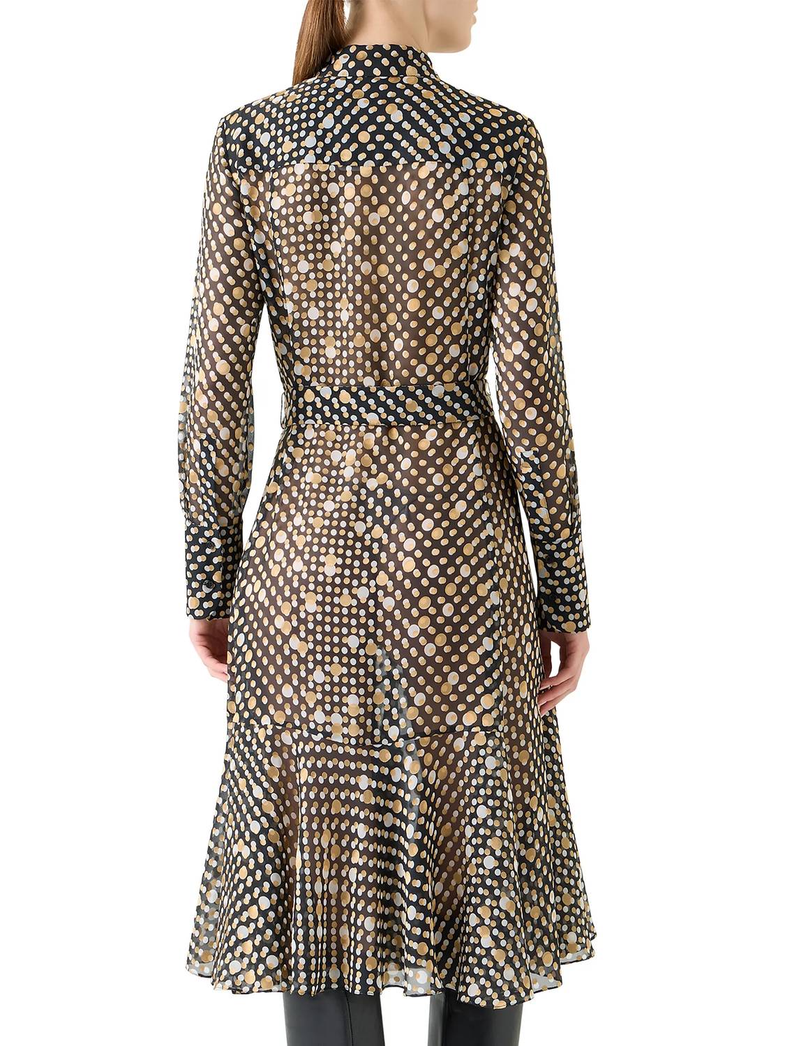 Women's Midi Polka Dot Devore Dress In Black Multi