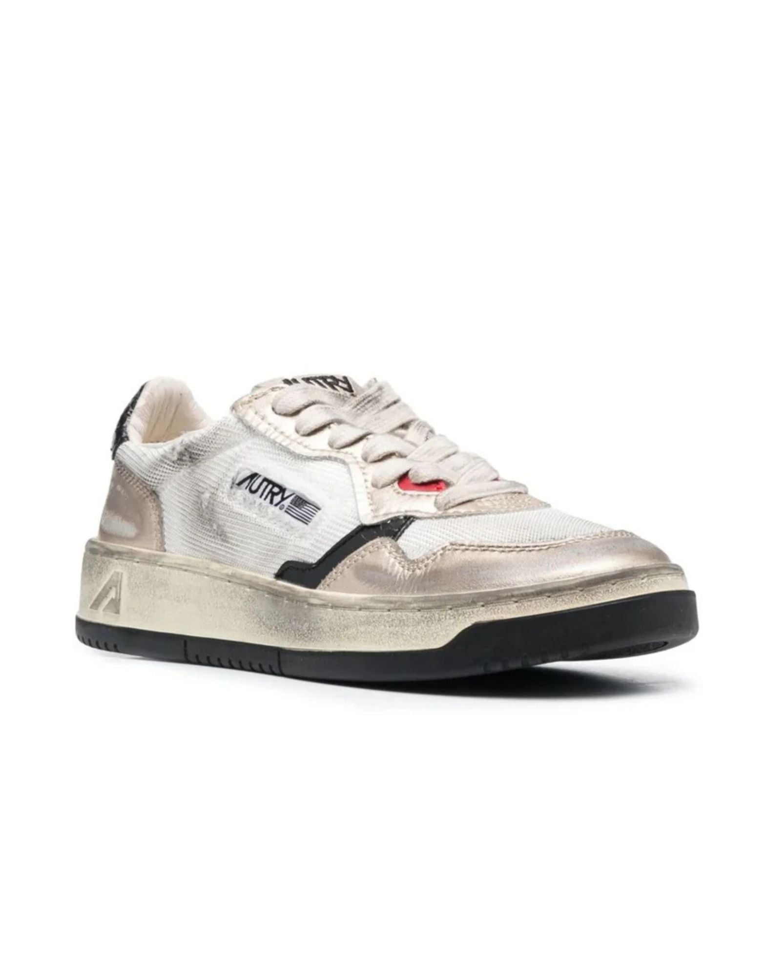 Autry Sup Vint Low Wom Sneakers In Calf Leather Wht/Gold For Women Avlw Ms09 Wht/Gold