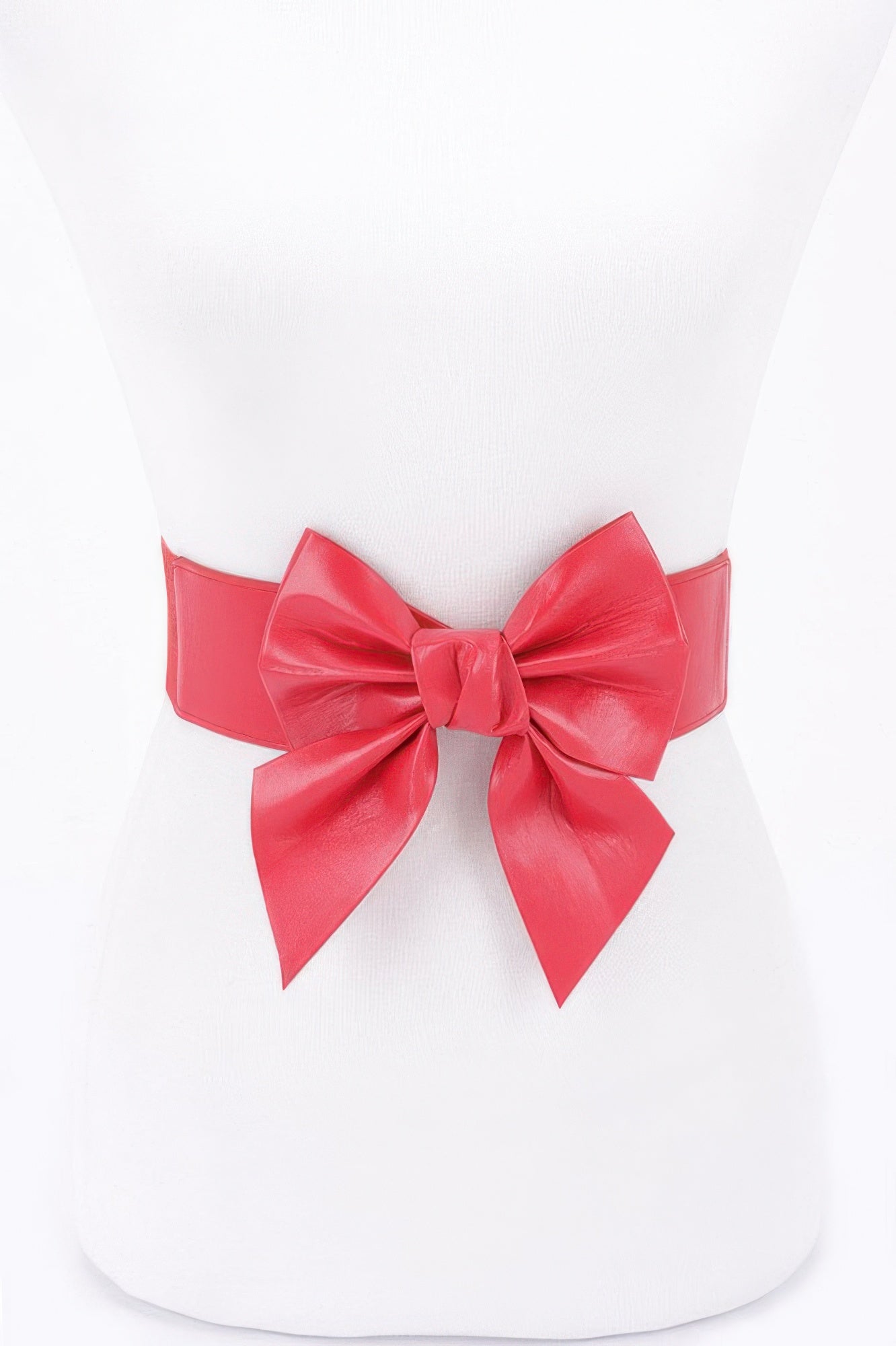 Faux Leather Ribbon Elastic Belt