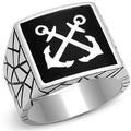 High polished (no plating) Stainless Steel Ring with Epoxy in Jet