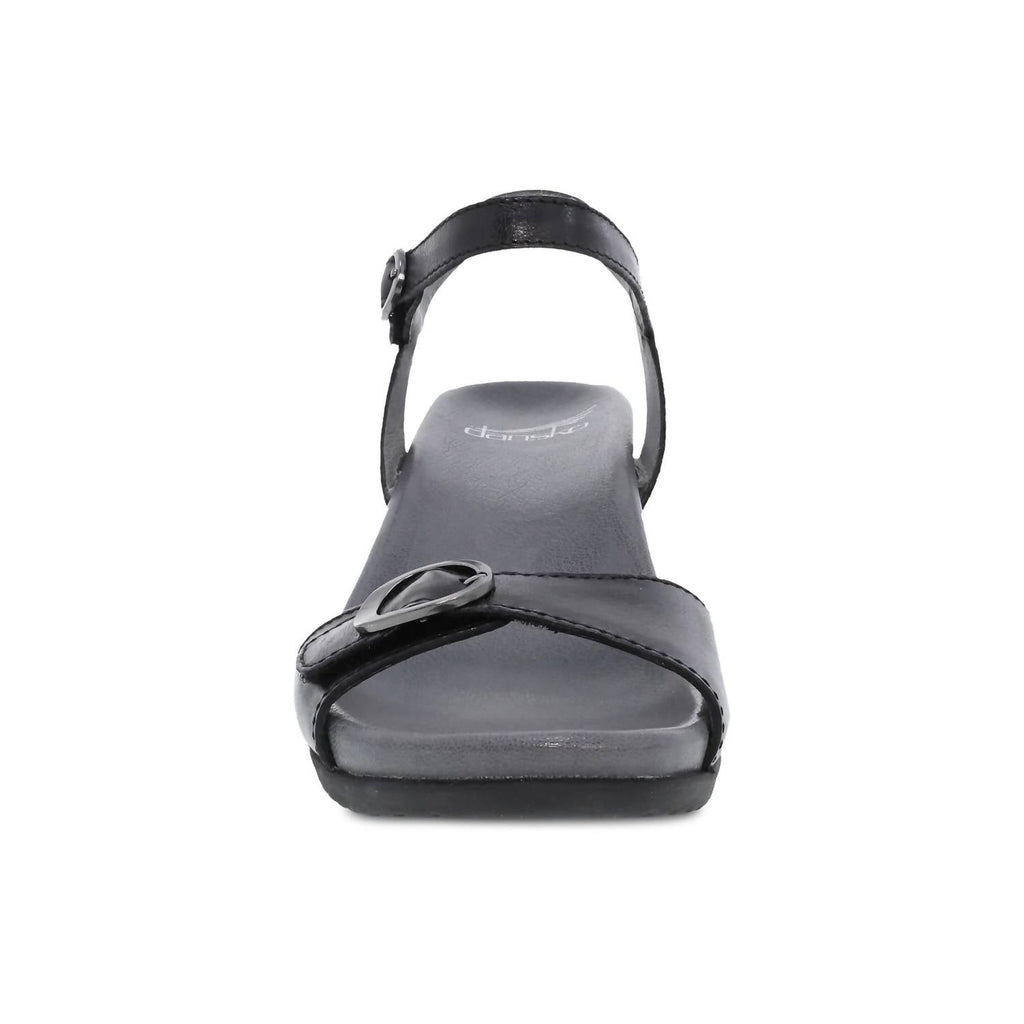 Women's Arielle Leather Wedge Sandals In Black Glazed