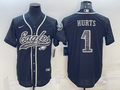 Men's Philadelphia Eagles Jalen Hurts #1 Black RFLCTV Limited Jersey1 Joint Edition