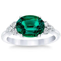 3 1/4Ct Oval Emerald & Lab Grown Diamond Ring in 10k White or Yellow Gold