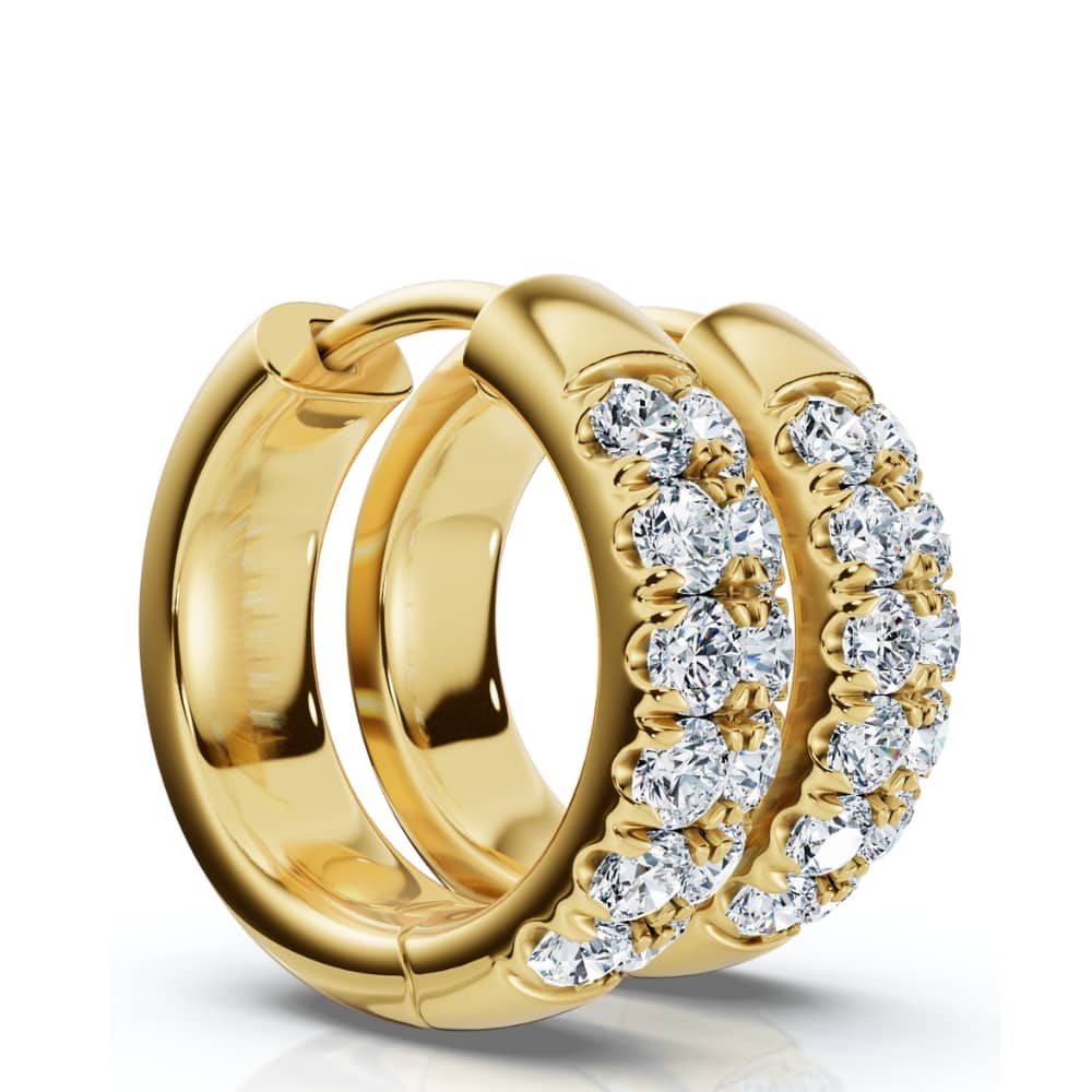 5/8Ct Diamond Hoops 10k Gold Earrings Lab Grown 1/2" tall