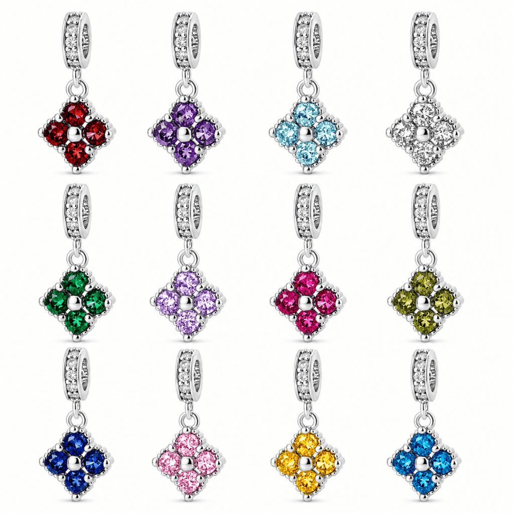 Birthstone Blossom Flower Dangle Charm