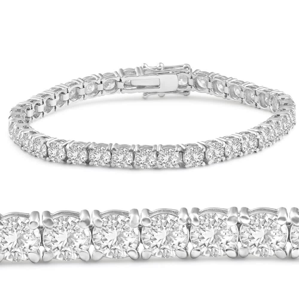 12ct Diamond Tennis Bracelet 14K White Gold 7" Lab Grown