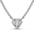 3/8 - 3 Ct Heart Shape Diamond Bezel Pendant 14k Gold Necklace Lab Grown