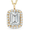 3 1/2 Ct Emerald Moissanite & Lab Grown Diamond Halo Pendant 14k Gold Necklace